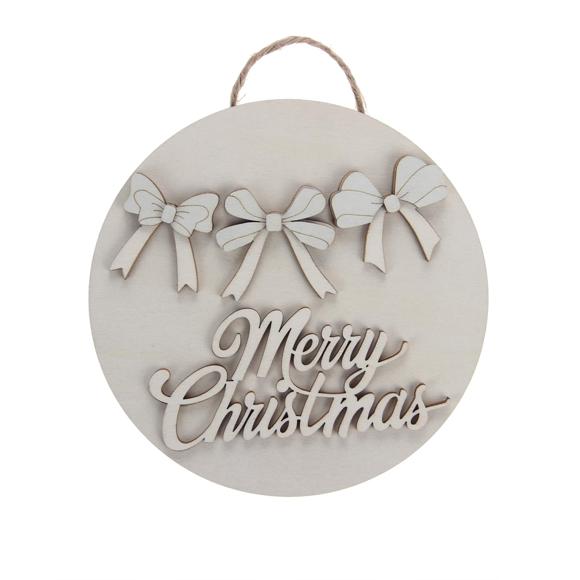 6" Merry Christmas Bows Plaque DIY Wood Décor Kit by Make Market®